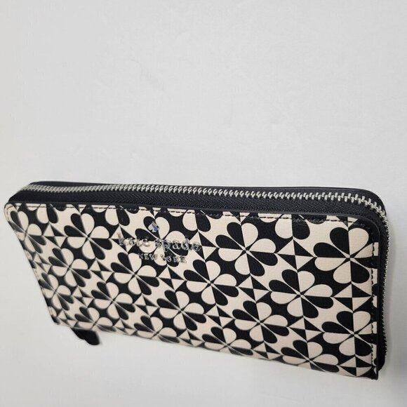 Kate Spade❤️last one❤️Large Continental Wallet Black and White Zip around NWOT - Picture 7 of 14